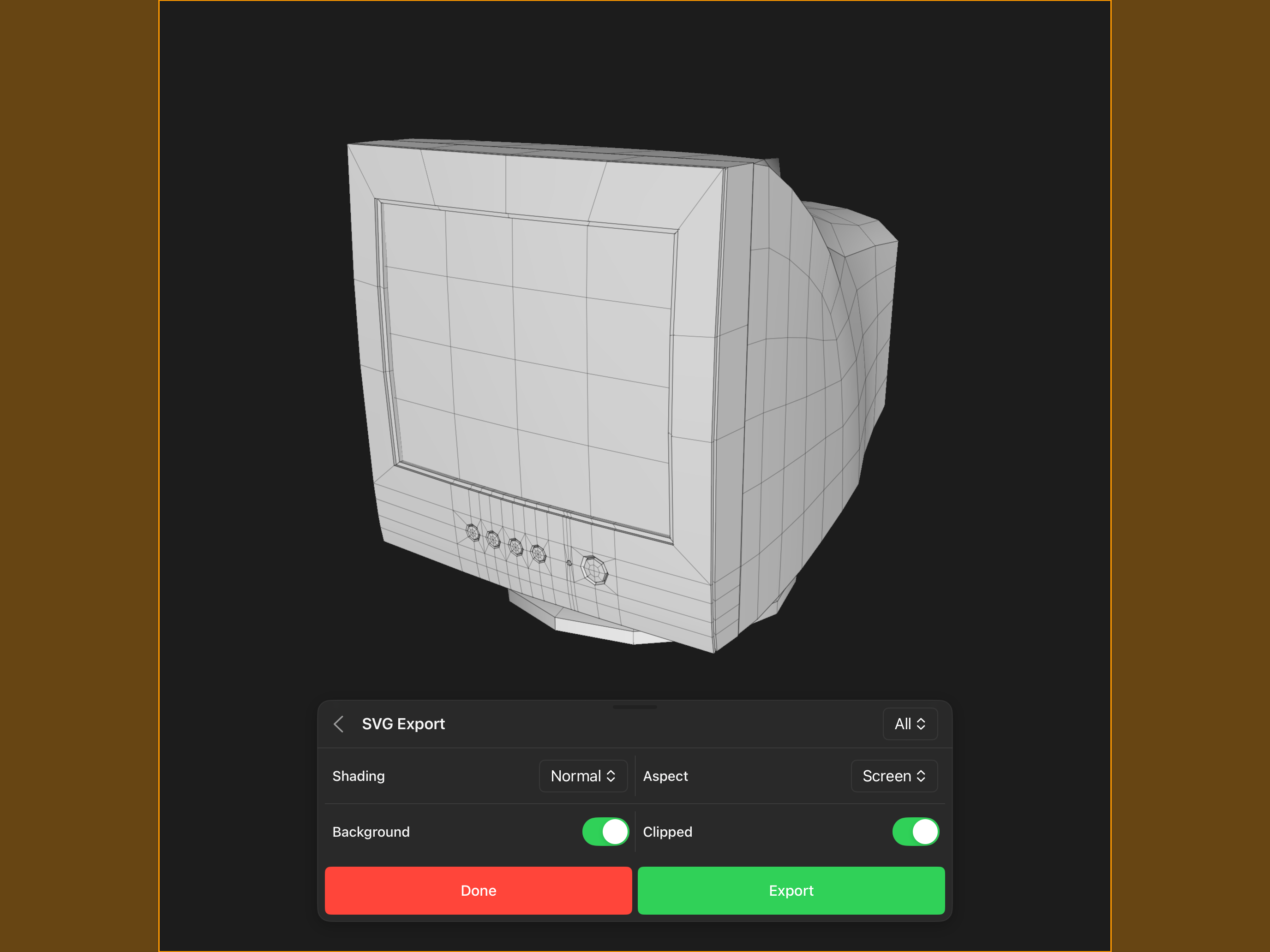 Valence 3D Modeler Export SVG Options