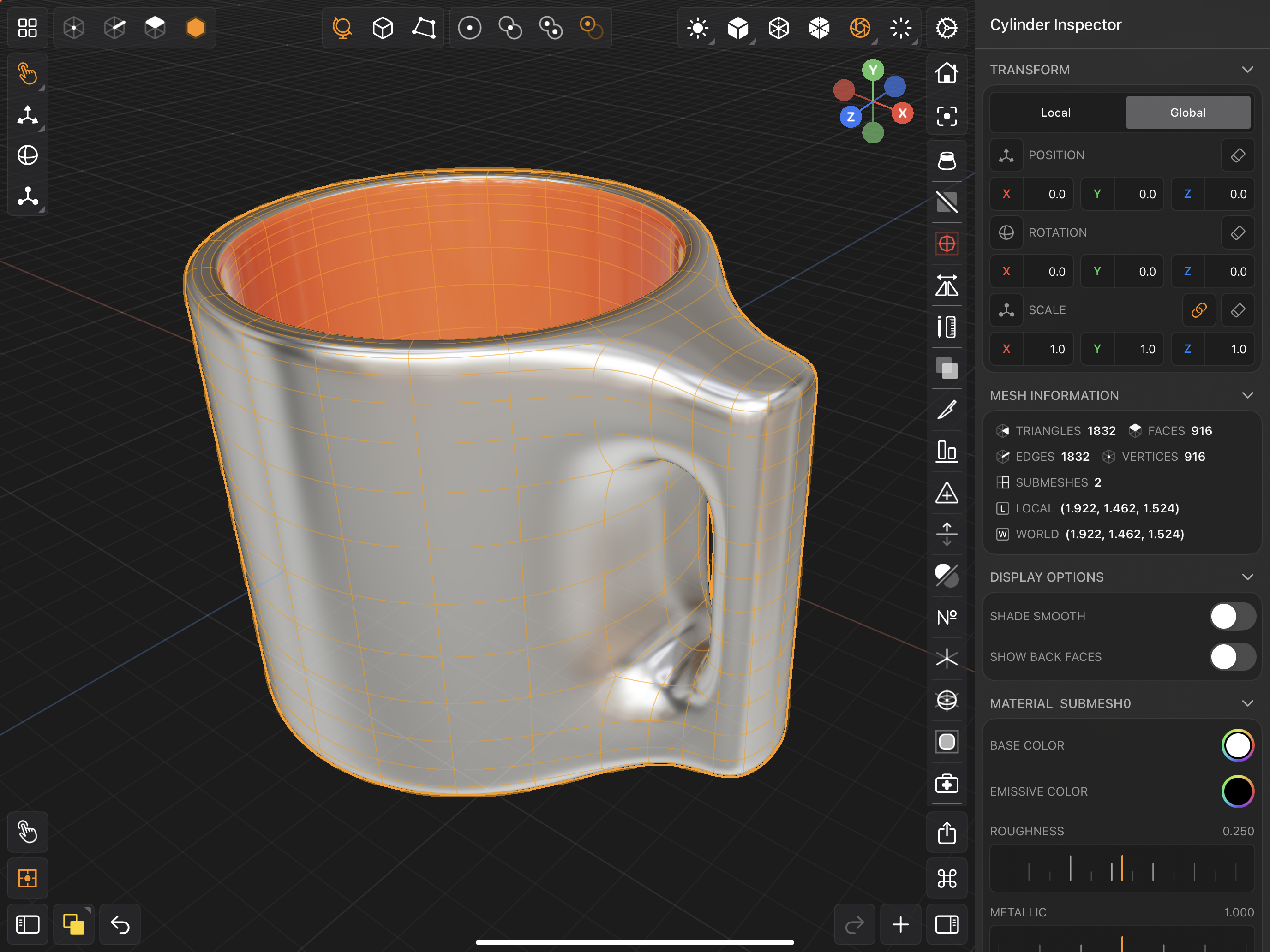 Valence 3D Modeler Node Inspector