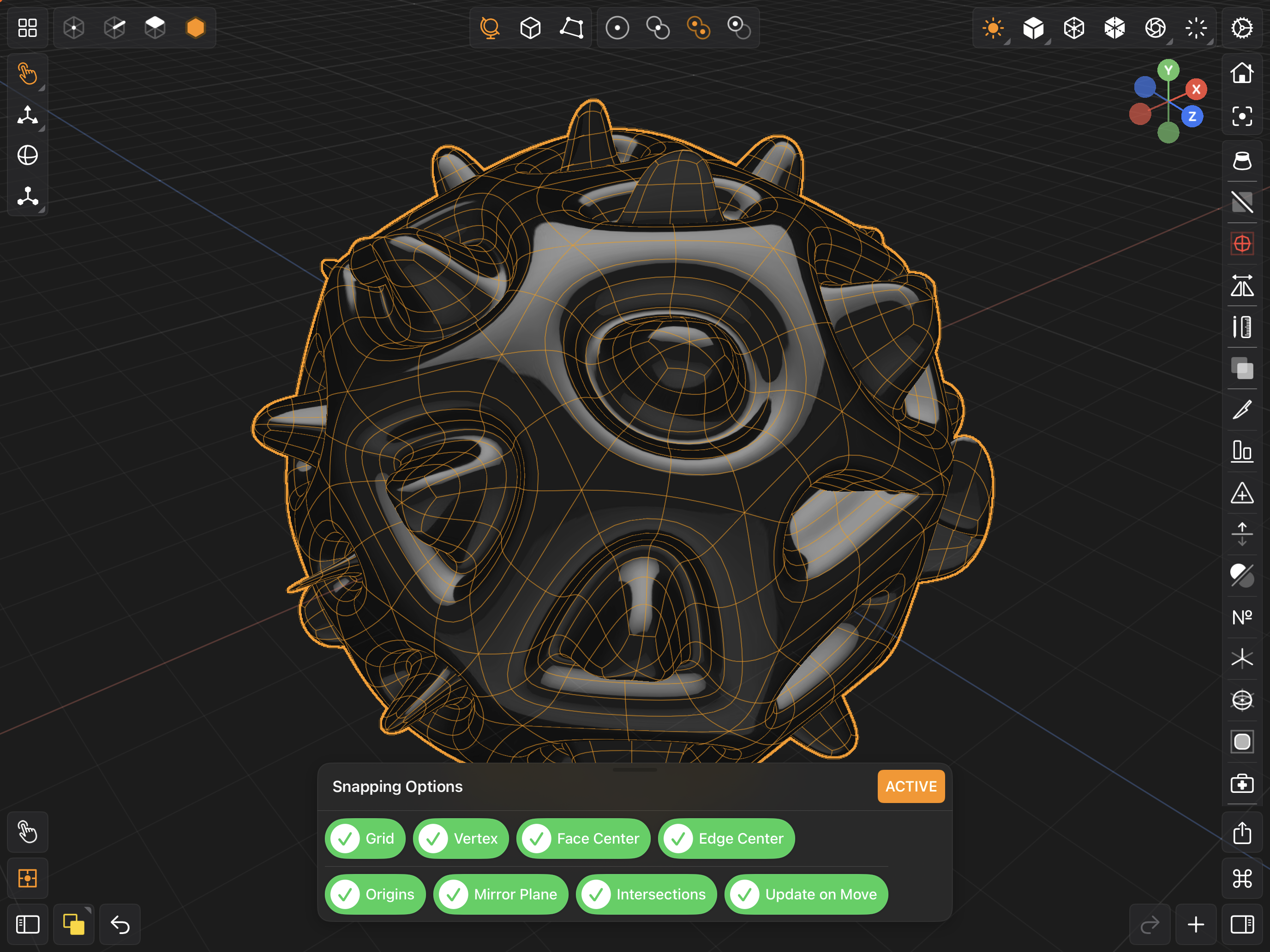 Valence 3D Modeler Snapping Options