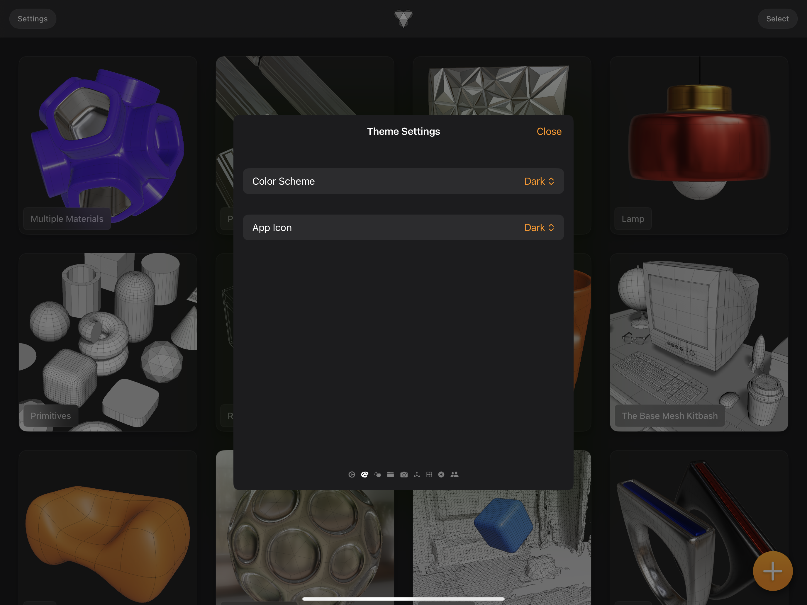 Valence 3D Theme Settings Sheet View